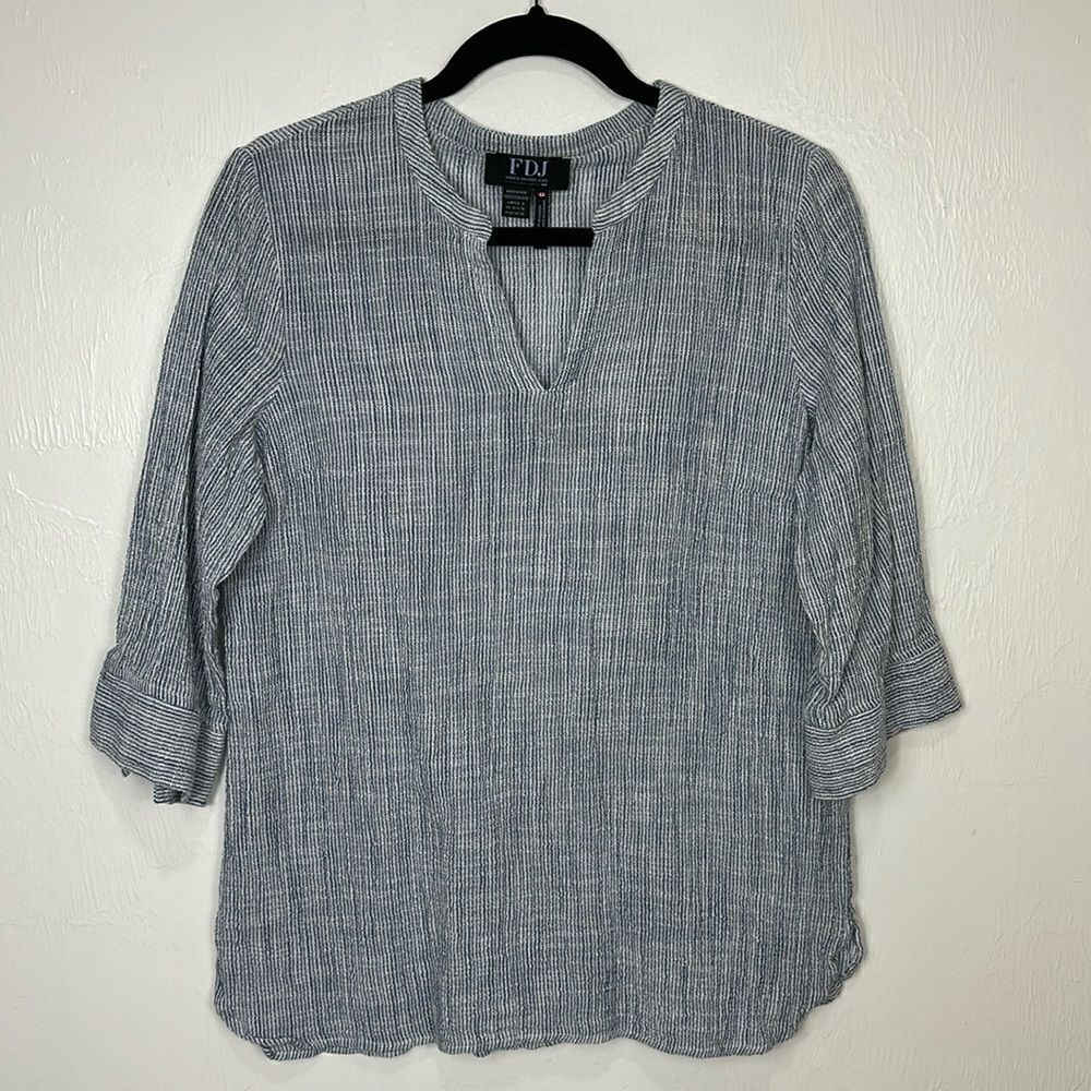 FDJ French Dressing Jeans 3/4 Sleeves Textured Top Blouse Size 8
